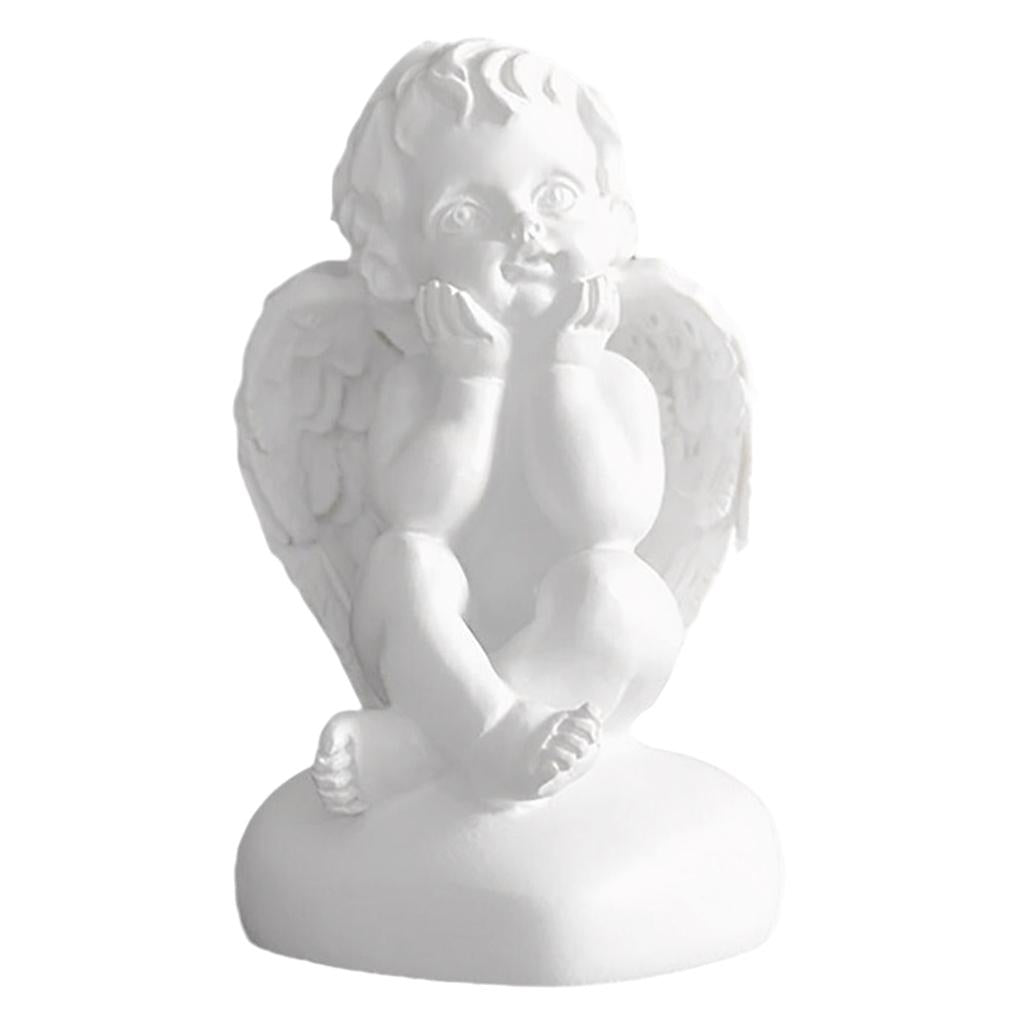 Maxbell Maxbell Resin White Angel Statue Desktop Decor Collection Window Props Christmas holding face