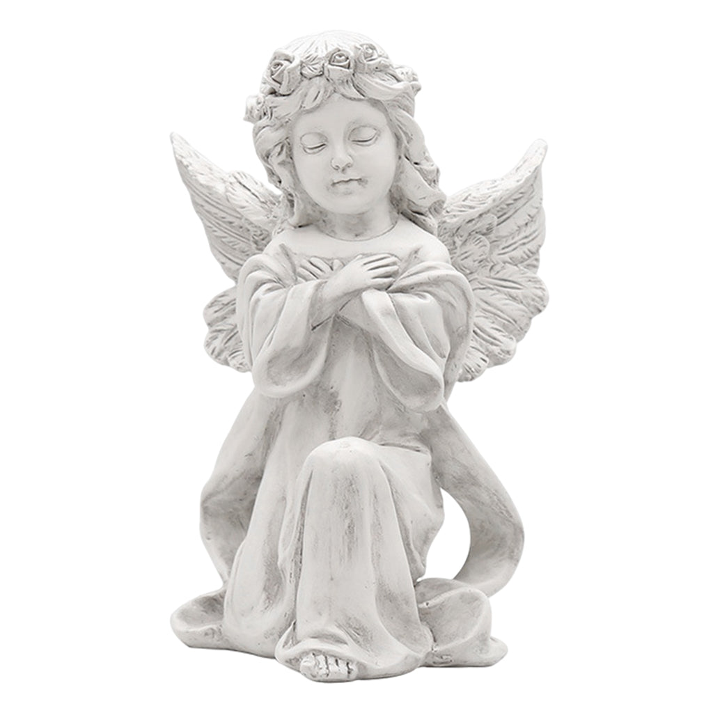 Maxbell Maxbell Resin White Angel Statue Desktop Decor Collection Window Props Christmas prayer hold hands