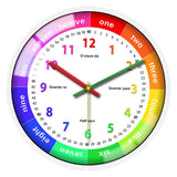 Maxbell Maxbell 12'' Colorful Wall Clock Kids School Classroom Telling Time White Frame B