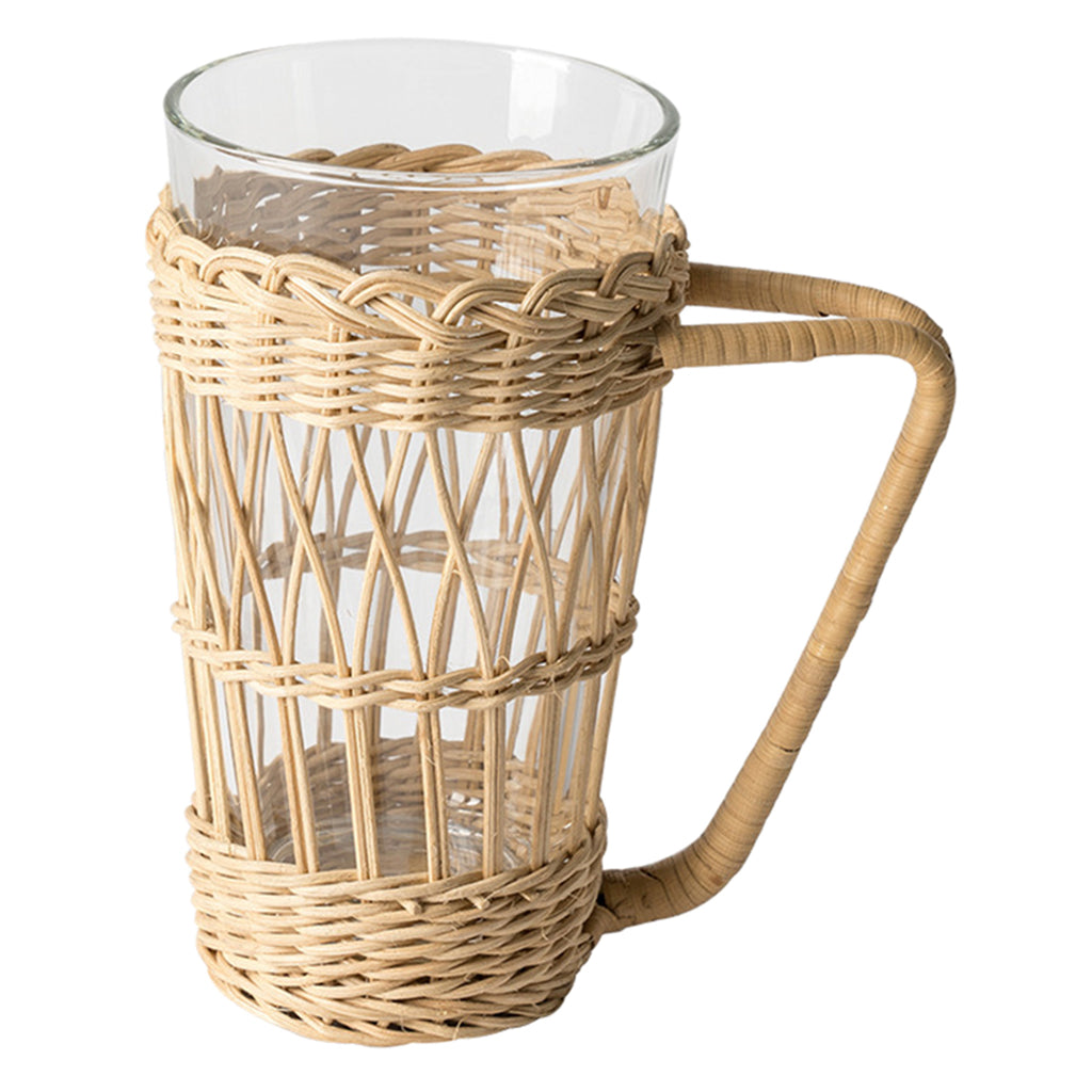 Maxbell Maxbell Rattan Glass Cup Holder Stand Mug Insulation Cover Coffee Glasses Room Decor