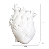 Anatomical Heart Vase Resin Statue Flower Pot Ornament White 15x10.5x21CM