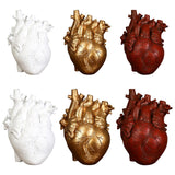 Anatomical Heart Vase Resin Statue Flower Pot Ornament White 15x10.5x21CM