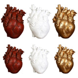 Anatomical Heart Vase Resin Statue Flower Pot Ornament White 15x10.5x21CM