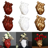 Anatomical Heart Vase Resin Statue Flower Pot Ornament White 15x10.5x21CM