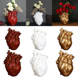 Anatomical Heart Vase Resin Statue Flower Pot Ornament White 15x10.5x21CM