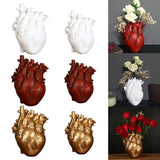 Anatomical Heart Vase Resin Statue Flower Pot Ornament White 15x10.5x21CM