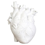 Anatomical Heart Vase Resin Statue Flower Pot Ornament White 15x10.5x21CM