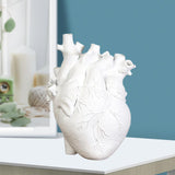 Anatomical Heart Vase Resin Statue Flower Pot Ornament White 15x10.5x21CM