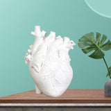 Anatomical Heart Vase Resin Statue Flower Pot Ornament White 15x10.5x21CM