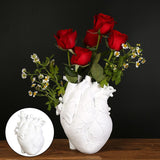 Anatomical Heart Vase Resin Statue Flower Pot Ornament White 15x10.5x21CM