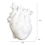 Anatomical Heart Vase Resin Statue Flower Pot Ornament White 13x9x17CM