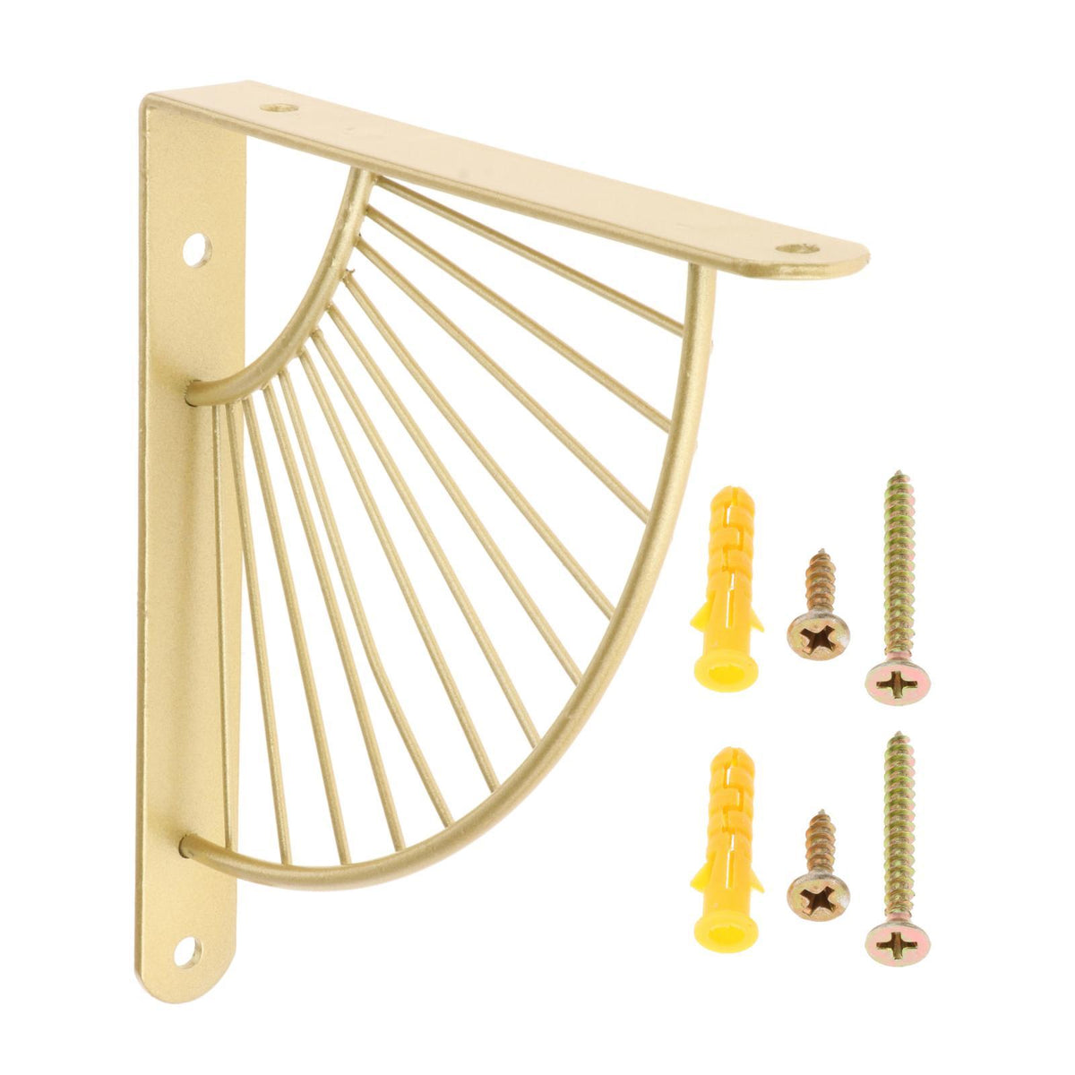 Maxbell Maxbell Shelf Bracket Decorative Fan-Shaped with Screws Home Bookshelf Golden 20cm