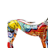 3x Graffiti Art Multi Colour Doberman Dog Statue Living Room Decor Ornament