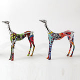 3x Graffiti Art Multi Colour Doberman Dog Statue Living Room Decor Ornament
