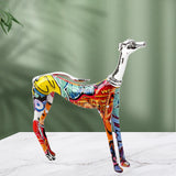 3x Graffiti Art Multi Colour Doberman Dog Statue Living Room Decor Ornament