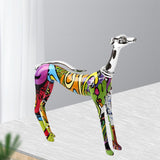 3x Graffiti Art Multi Colour Doberman Dog Statue Living Room Decor Ornament