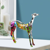 3x Graffiti Art Multi Colour Doberman Dog Statue Living Room Decor Ornament
