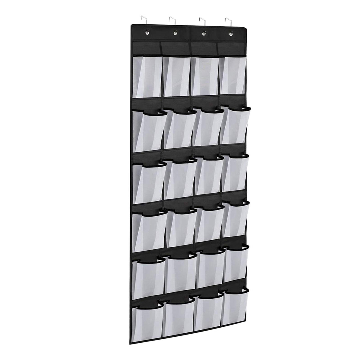 Maxbell Maxbell Over The Door Hanging Shoes Organizer 24 Large Mesh Pockets Bag Black white