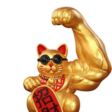 Maxbell 3Pcs Funny Big Arm Lucky Cat Sculpture Home Bedroom Desktop Shop Decor Gift