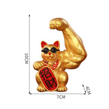 Maxbell 3Pcs Funny Big Arm Lucky Cat Sculpture Home Bedroom Desktop Shop Decor Gift