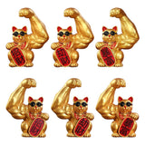 Maxbell Set of 2 Muscle Arm Lucky Cat Sculpture Home Office Table Decoration Gift