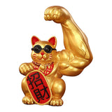 Maxbell 3Pcs Funny Big Arm Lucky Cat Sculpture Home Bedroom Desktop Shop Decor Gift