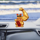 Maxbell 3Pcs Funny Big Arm Lucky Cat Sculpture Home Bedroom Desktop Shop Decor Gift