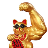 Maxbell 3Pcs Funny Big Arm Lucky Cat Sculpture Home Bedroom Desktop Shop Decor Gift