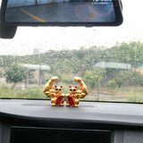 Maxbell 3Pcs Funny Big Arm Lucky Cat Sculpture Home Bedroom Desktop Shop Decor Gift