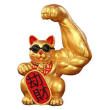 Maxbell 3Pcs Funny Big Arm Lucky Cat Sculpture Home Bedroom Desktop Shop Decor Gift