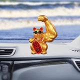 Maxbell 3Pcs Funny Big Arm Lucky Cat Sculpture Home Bedroom Desktop Shop Decor Gift