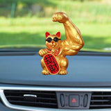 Maxbell 3Pcs Funny Big Arm Lucky Cat Sculpture Home Bedroom Desktop Shop Decor Gift