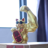 Maxbell 3Pcs Funny Big Arm Lucky Cat Sculpture Home Bedroom Desktop Shop Decor Gift