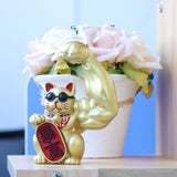 Maxbell 3Pcs Funny Big Arm Lucky Cat Sculpture Home Bedroom Desktop Shop Decor Gift