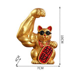 Maxbell Set of 2 Muscle Arm Lucky Cat Sculpture Home Office Table Decoration Gift