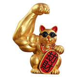 Maxbell Set of 2 Muscle Arm Lucky Cat Sculpture Home Office Table Decoration Gift