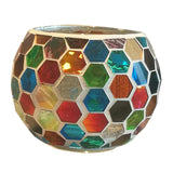 Maxbell Maxbell Mosaic Glass Candle Holder Tabletop Tealight Holder Wedding Party Home Decor Hexagon Colorful