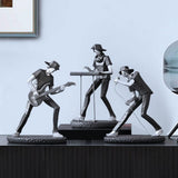 Rock Band Resin Statue Singer Musical Instruments Sculpture Electric Guitar