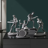 Rock Band Resin Statue Singer Musical Instruments Sculpture Electric Guitar