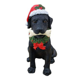 Maxbell Christmas Dog Statue Collectible Crafts Decor Dog in Hat Cute for Home
