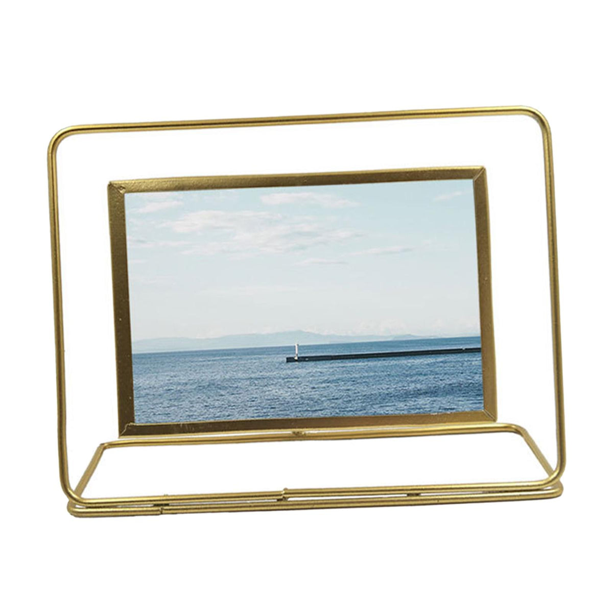 Maxbell Maxbell Modern Metal Floating Picture Frame with Glass Front Photo Frame Home Decor Gold Horizontal