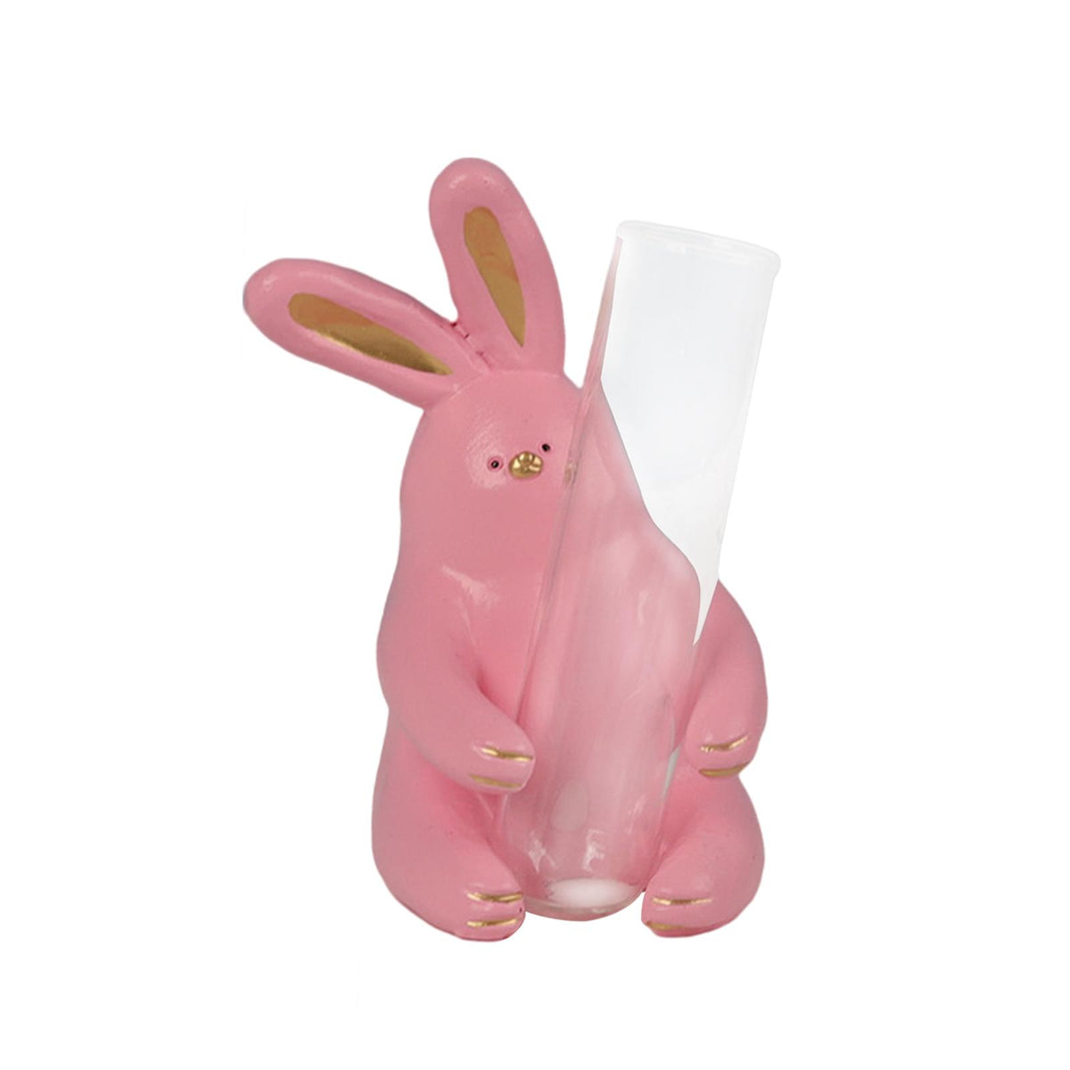 Maxbell Maxbell Clear Bud Vase with Animals Figures Flower Vase Home Decor Pink Rabbit