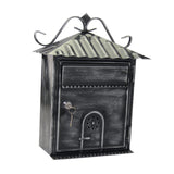 Post Letter Box Mailbox Retro Style Iron for Front Porch Apartment Black