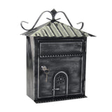 Post Letter Box Mailbox Retro Style Iron for Front Porch Apartment Black