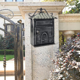 Post Letter Box Mailbox Retro Style Iron for Front Porch Apartment Black