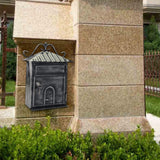 Post Letter Box Mailbox Retro Style Iron for Front Porch Apartment Black