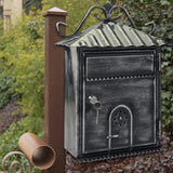 Post Letter Box Mailbox Retro Style Iron for Front Porch Apartment Black