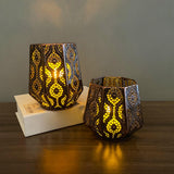 Maxbell 2 Pieces Handmade Iron Candle Holder Hollow Gifts Christmas Decor