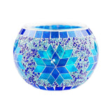 Maxbell Maxbell Mosaic Glass Candle Holder Tealight Candlestick for Wedding Blue