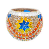 Maxbell Maxbell Mosaic Glass Candle Holder Tealight Candlestick for Wedding Yellow Orange